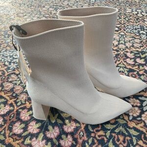Zara Cream Fabric Ankle Boots